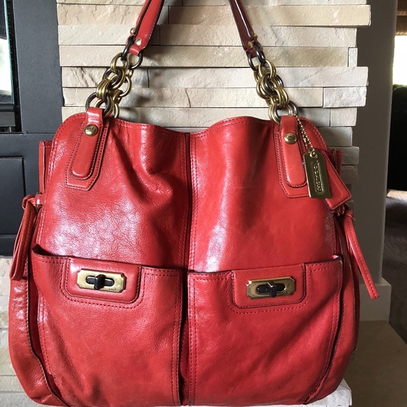 Coach Tote Bag Poppy Color Like New - Picture 1 of 8